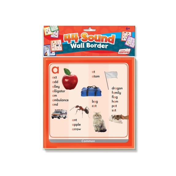 Junior Learning 44 Sound Wall Border, Grade 1 Language Arts Letter Sounds, Ages 6+, Educational Decor for Homeschool & Classroom