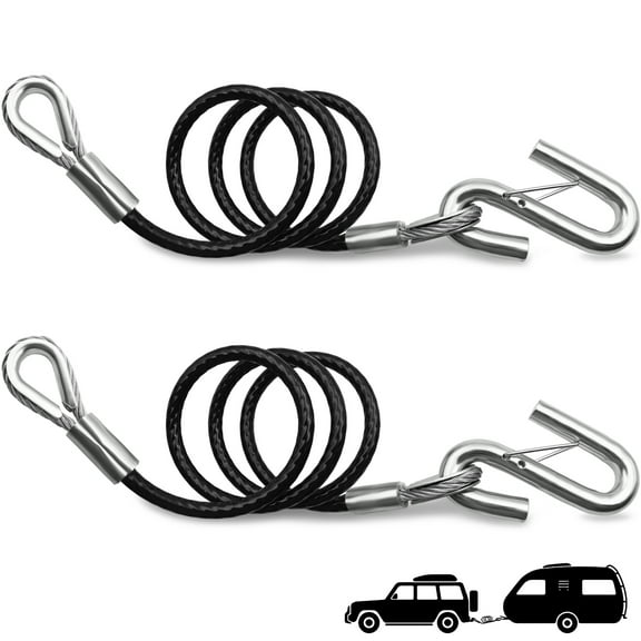 44" Trailer Safety Cables with Hooks Tow Straps 2-Pack Safety Chains Towing Trailer 5000 Lbs Break Strength Boat Trailer Safety Chains with Hooks for Ultimate Security