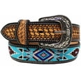 thumbnail image 1 of 44  Unisex 1.5" Western Beaded Tooled Full-Grain Leather Belt 26RTW24, 1 of 1