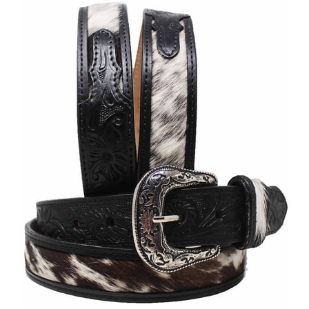 44   Western 1-1/2" Wide Antique Floral Tooled Full-Grain Leather Belt 26RS12BK