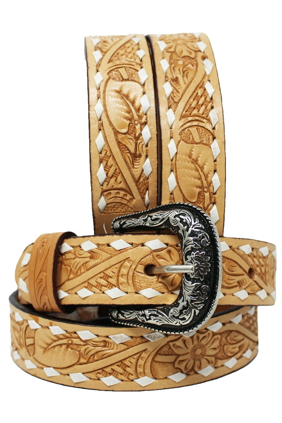 44   Western 1 1/2" Wide Men Women Rodeo Floral Tooled Leather Belt 26FK17