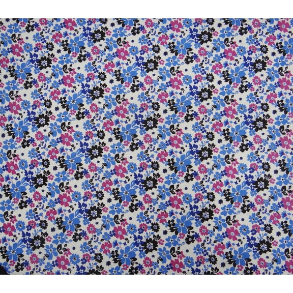 44" Wide Designer White Cotton Floral Printed Non-Transparent Fabric By Per Yard