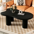thumbnail image 1 of 44'' X 25.9'' Coffee Table With Cream Style Top, 1.5'' Thick. Black, 3 Strong Legs, Easy Assembly, Round Edge For Home Living Room, 1 of 6