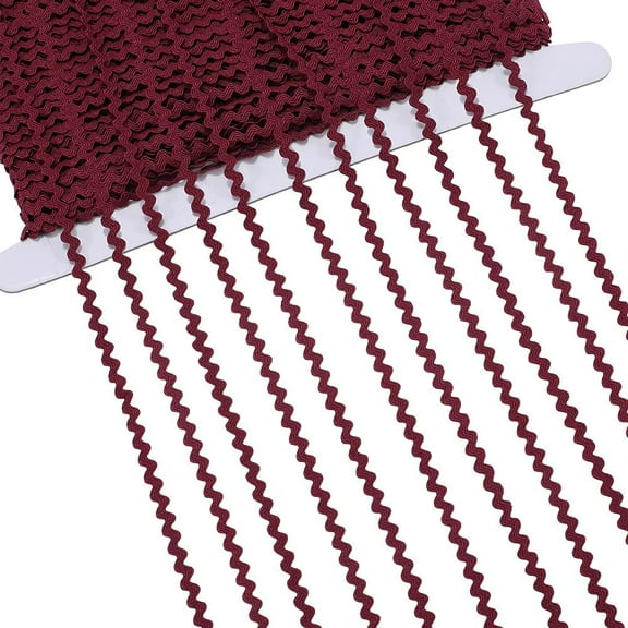44 Yards Rick Rack Trim for DIY Sewing RIC Rac 1/8 inch Rickrack Lace Wave Ribbon Zig Zag Dark Red Wave Bending Fringe Lace Trim S Shaped Woven Fabric for DIY DIY Crafts Wedding Dress