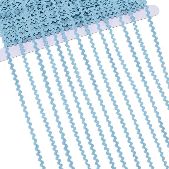 44 Yards Rick Rack Trim RIC Rac 1/8 inch Rickrack Lace Wave Ribbon Zig Zag Light Sky Blue Wave Bending Fe Lace Trim S Shaped Woven Fabric for Sewing Crafts Wedding Blue