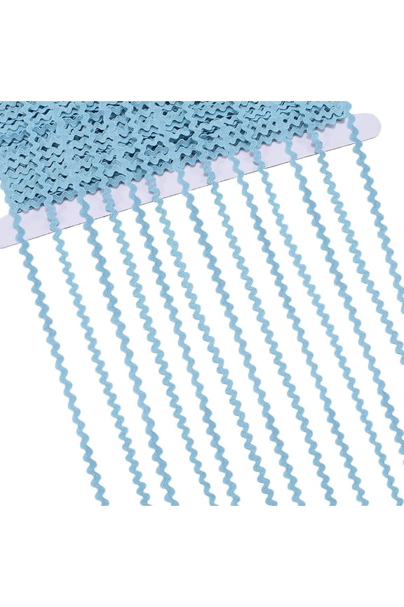 44 Yards Rick Rack Trim RIC Rac 1/8 inch Rickrack Lace Wave Ribbon Zig Zag Light Sky Blue Wave Bending Fringe Lace Trim S Shaped Woven Fabric for Sewing DIY Crafts Wedding for DIY