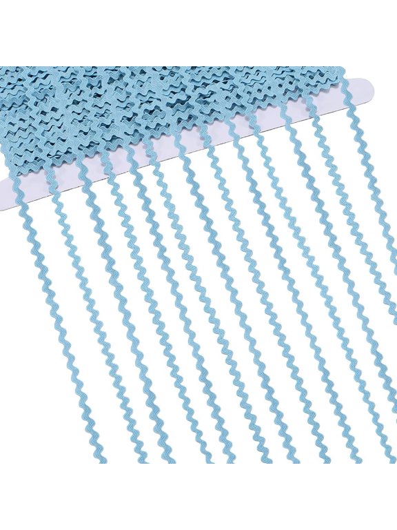 44 Yards Rick Rack Trim RIC Rac 1/8 inch Rickrack Lace Wave Ribbon Zig Zag Light Sky Blue Wave Bending Fringe Lace Trim S Shaped Woven Fabric for Sewing DIY Crafts Wedding for DIY
