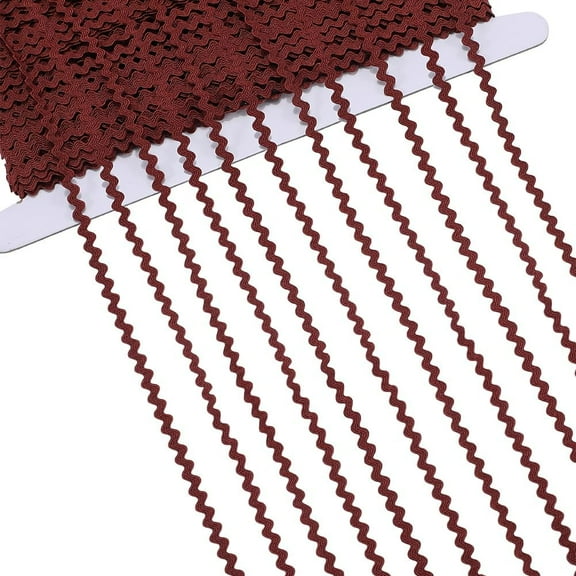 44 Yards Rick Rack Trim for Sewing RIC Rac 1/8 inch Brown Rickrack Lace Wave Ribbon Zig Zag Wave Bending Fringe Lace Trim S Shaped Woven Fabric for DIY Crafts Wedding DressBrown