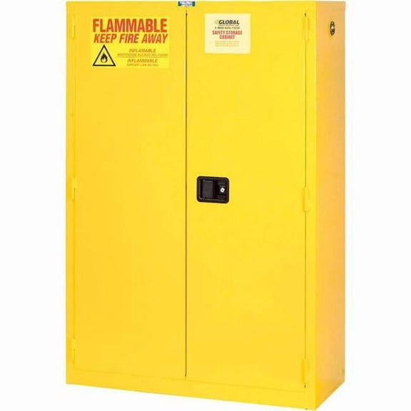 44 gal Manual Close Double Door Global Industrial Flammable Cabinet - 34 x 18 x 65 in.