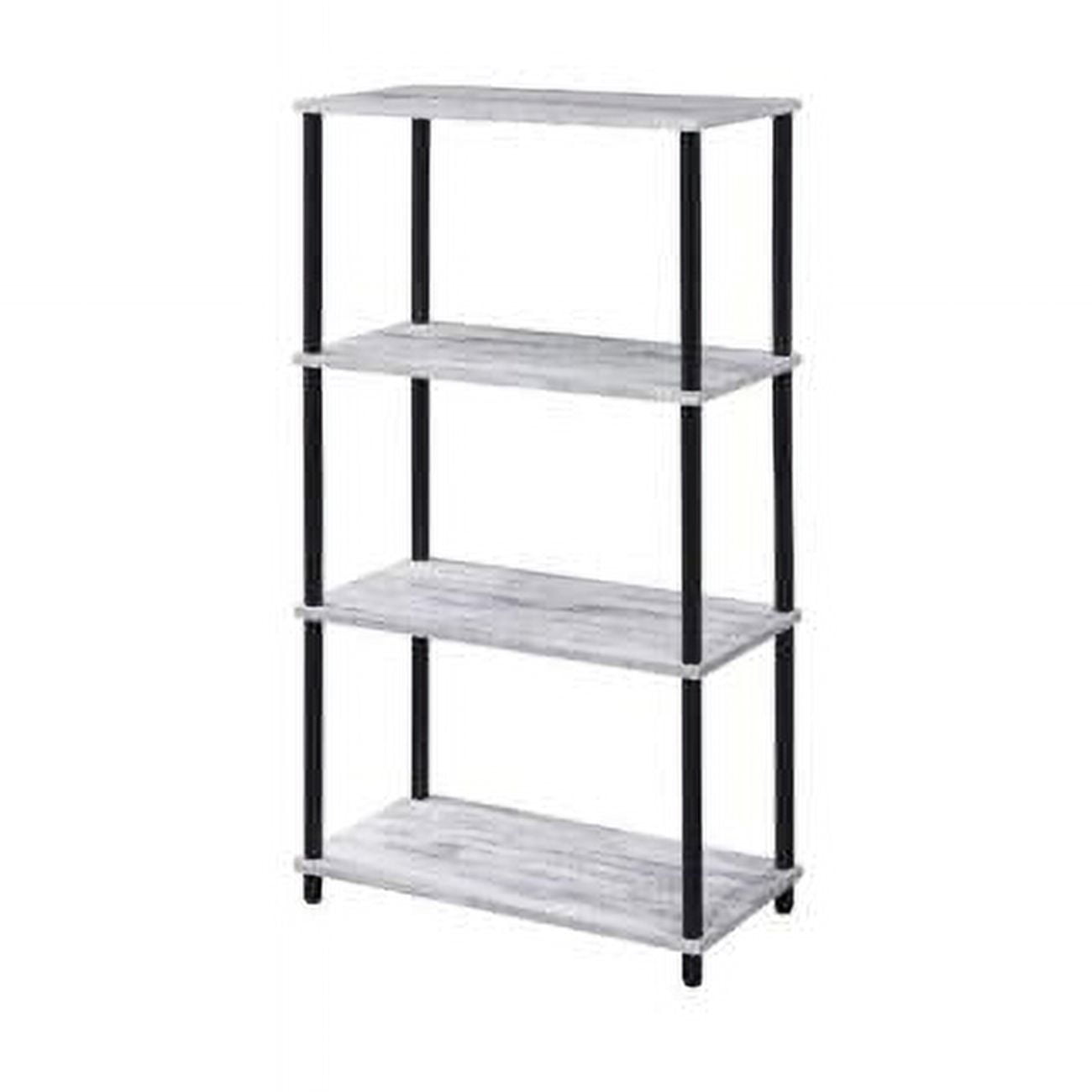 Antiqued White Adjustable 4-Tier Metal & Wood Etagere Bookcase