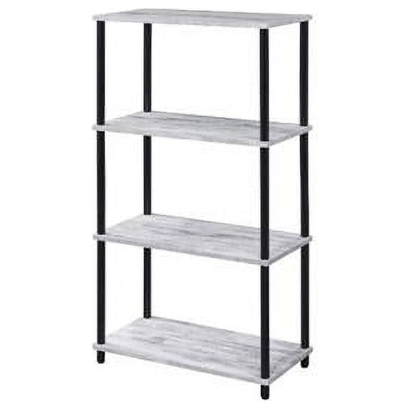 Antiqued White Adjustable 4-Tier Metal & Wood Etagere Bookcase