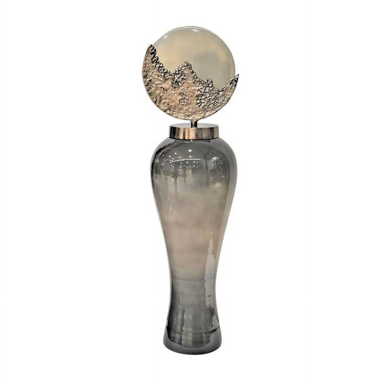 44" Multi-Colored Glass and Aluminum Floor Vase