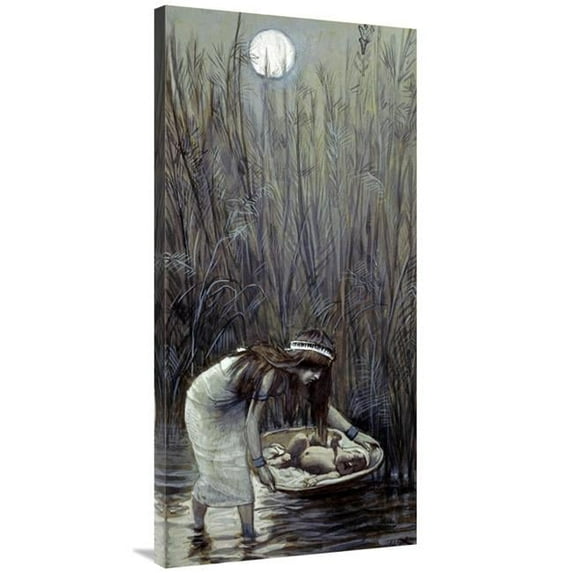 44 in. Moses Laid Amid the Flags Art Print - James Tissot