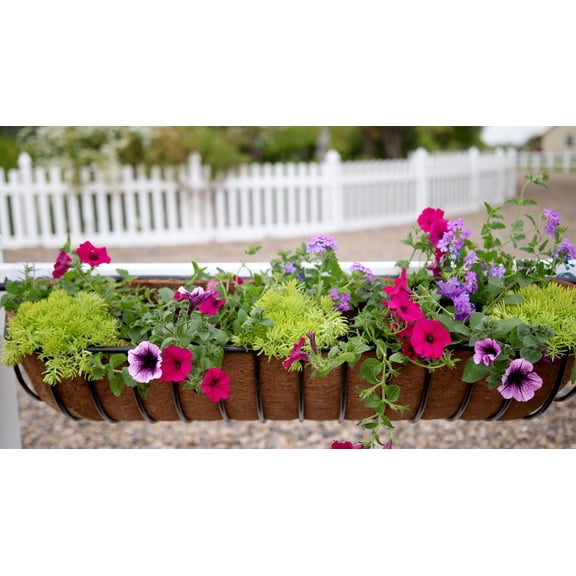Garden Artisans Window Hayrack Planter with Coco Liner, 44in x 10in x 10in, Black PVC Coated, Count 1