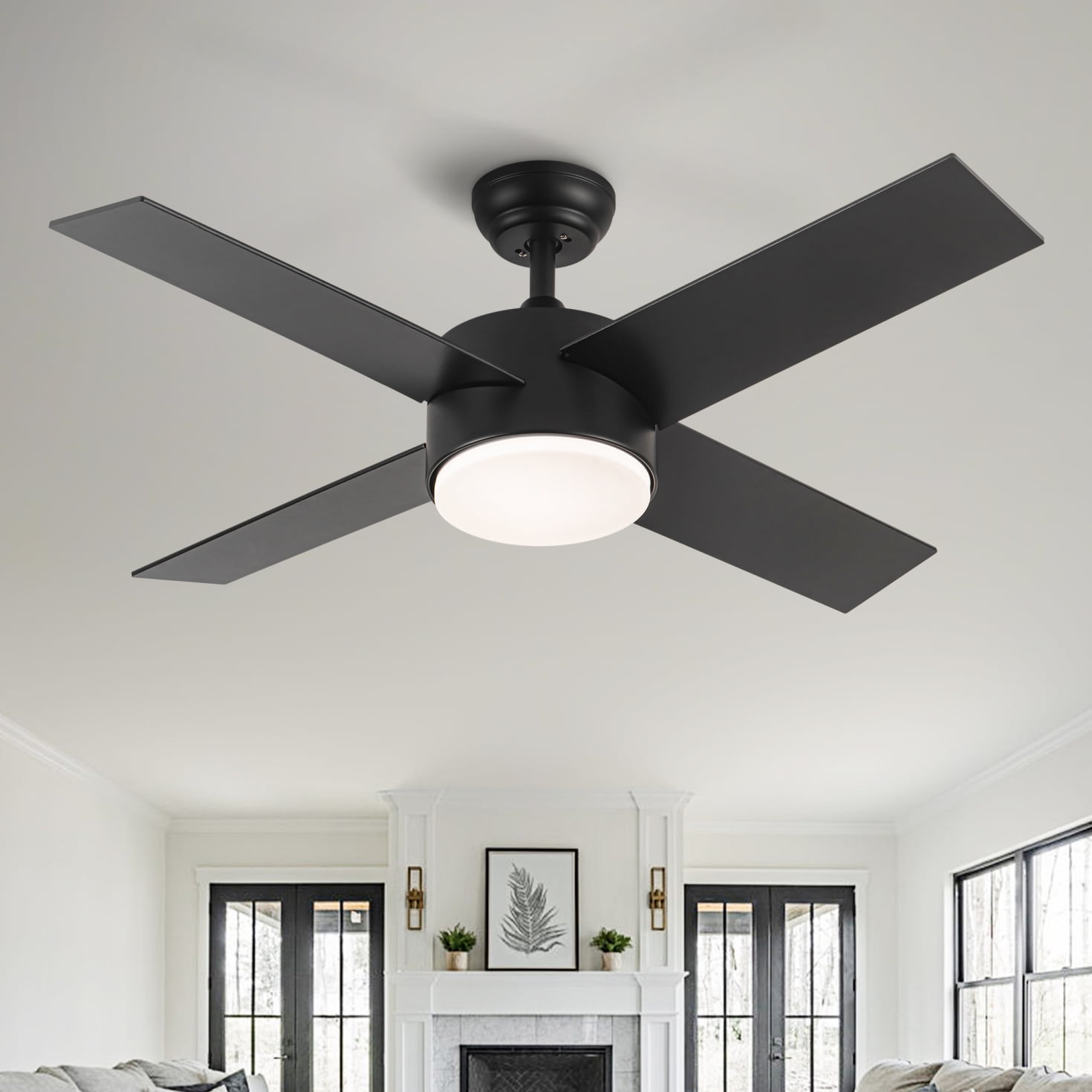 44 inch Ceiling Fan with Lights and Remote Control, Intergrated LED