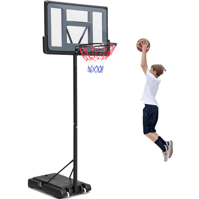 Sesslife 44Inch Adjustable Basketball Hoop for Adults, Portable with Wheels, Unbreakable, Black