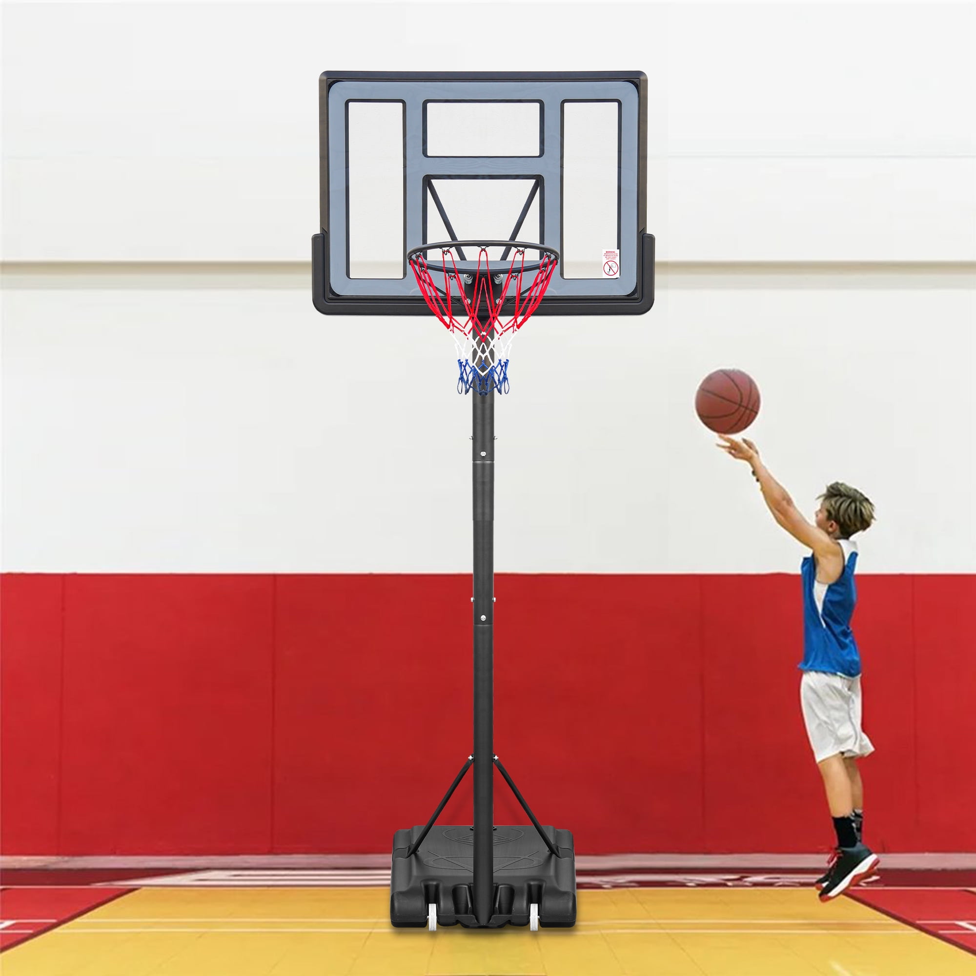 Outdoor Basketball Hoop Stand, Sesslife 4.9ft-10ft Height Adjustable Portable Basketball System w/Wheels & 43 inch Shatterproof Backboard for Court