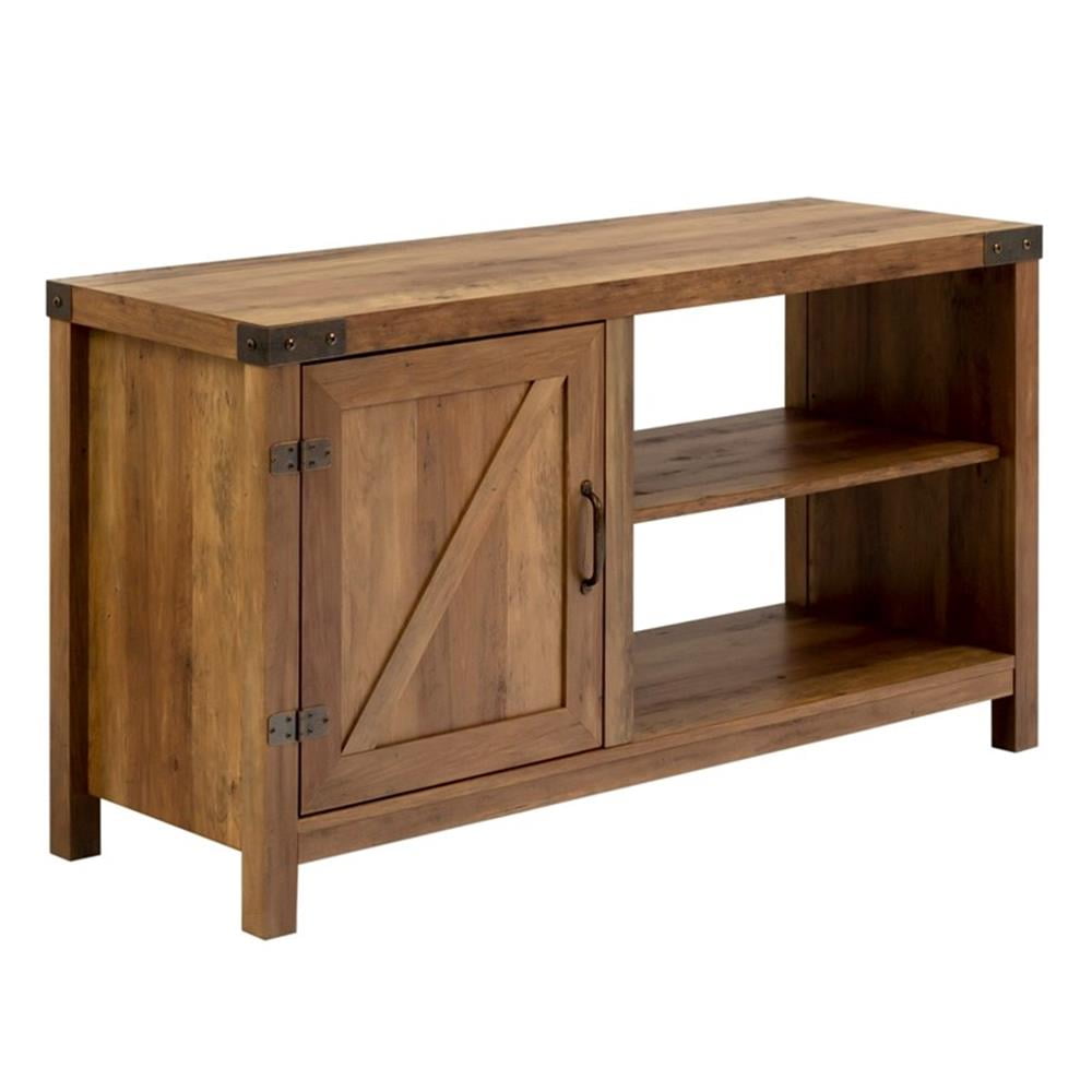 44 Inch Rustic Oak Farmhouse Barn Door TV Stand