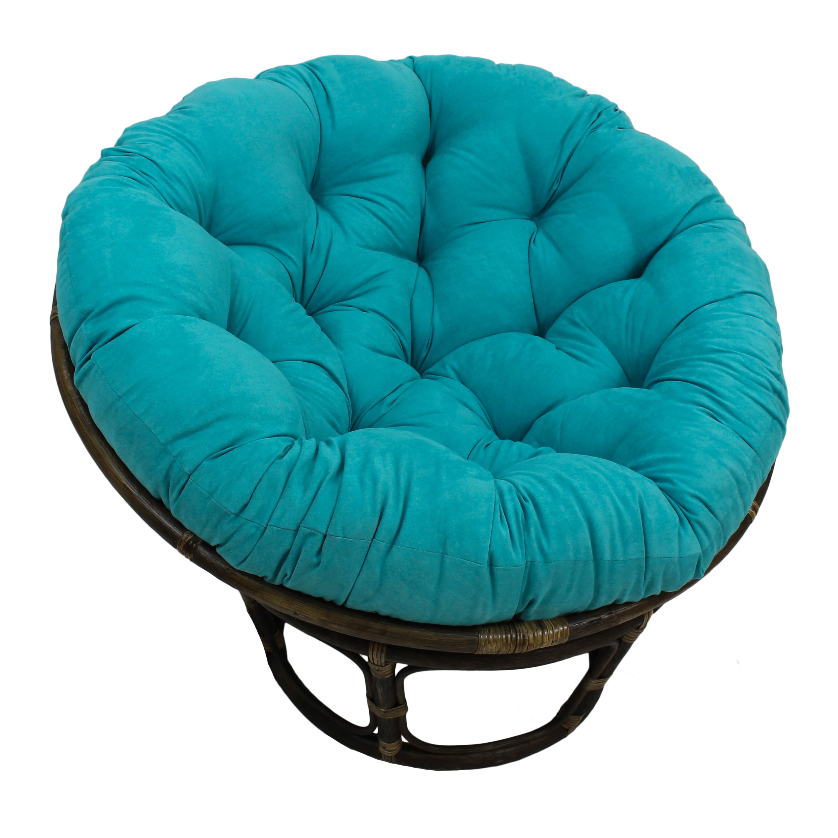 Plush Aqua Blue Microsuede Papasan Cushion 44" Comfort Fit