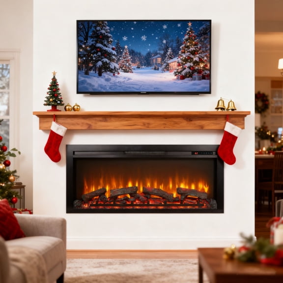 44 inch wall recessed electric fireplace with remote and Imitation Flame , LED light heater