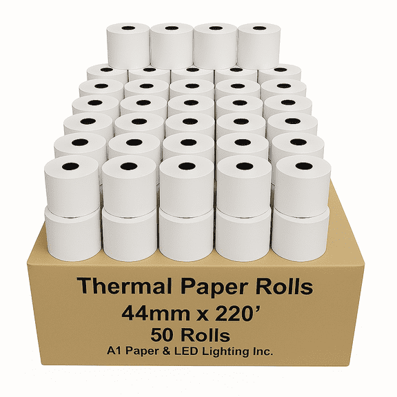 44 mm x 220 Thermal Paper Rolls (50 counts)