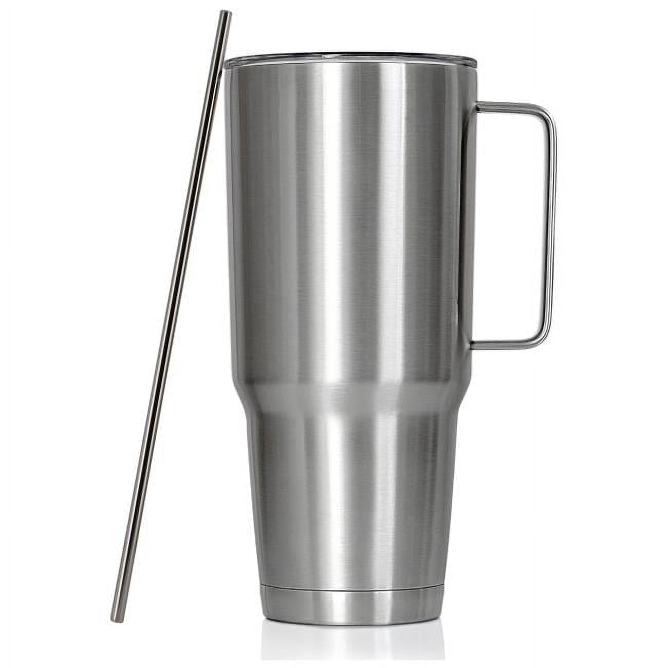 44 oz Double Vacuum Wall Stainless Steel Tumbler with Handle & Metal Straw