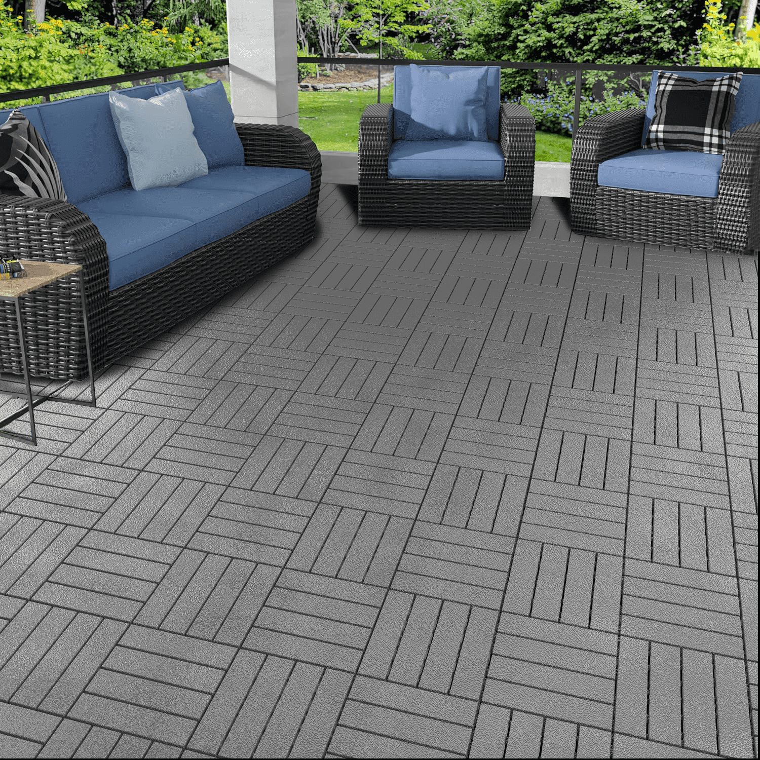 44 pieces - Plastic interlocking floor tiles, 12 inches × 12 inches ...
