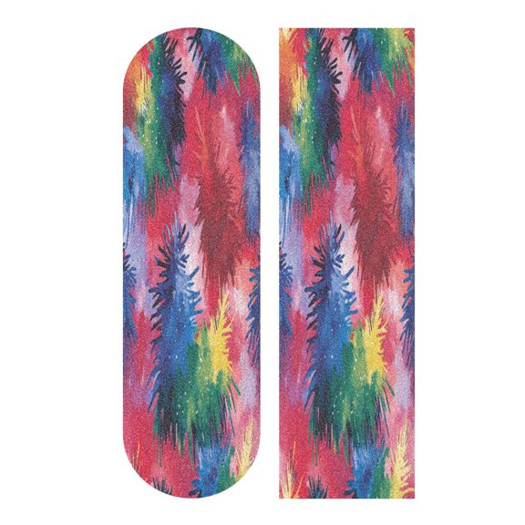44" x 10" PVC Anti-Slip Pad Skateboard Anti-Slip Pad with High-Density Sand Grain Surface Christmas Color Tie-dye
