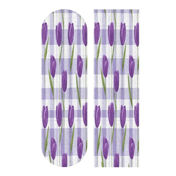 44" x 10" PVC Anti-Slip Pad Skateboard Anti-Slip Pad with High-Density Sand Grain Surface Cute Cartoon Purple Tulips