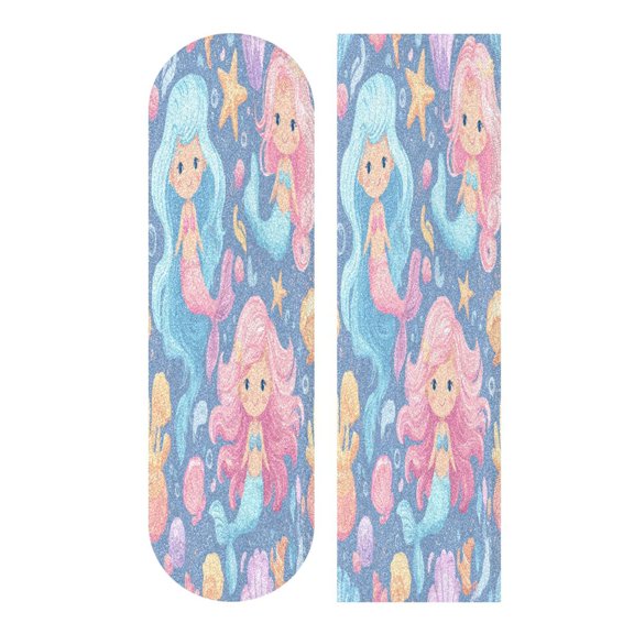 44" x 10" PVC Anti-Slip Pad Skateboard Anti-Slip Pad with High-Density Sand Grain Surface Cute Little Mermaids