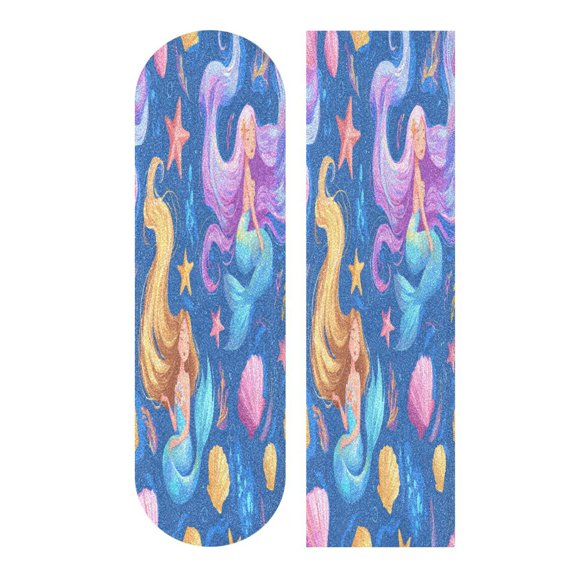 44" x 10" PVC Anti-Slip Pad Skateboard Anti-Slip Pad with High-Density Sand Grain Surface Elegant Two Mermaids
