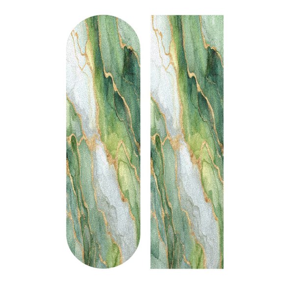44" x 10" PVC Anti-Slip Pad Skateboard Anti-Slip Pad with High-Density Sand Grain Surface Fresh Golden-green Marble