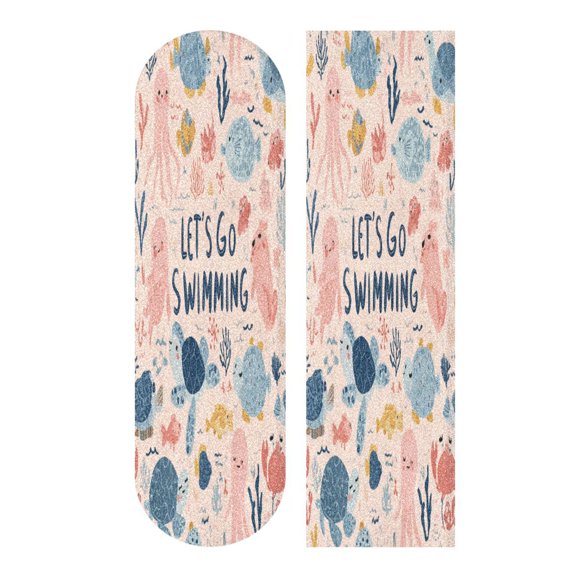 44" x 10" PVC Anti-Slip Pad Skateboard Anti-Slip Pad with High-Density Sand Grain Surface Let's Go Swimming