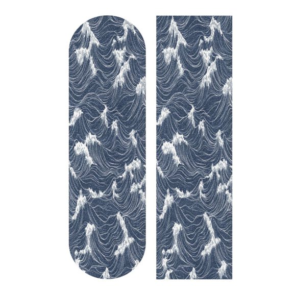 44" x 10" PVC Anti-Slip Pad Skateboard Anti-Slip Pad with High-Density Sand Grain Surface Ocean Waves