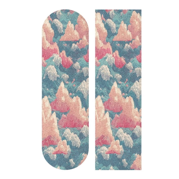 44" x 10" PVC Anti-Slip Pad Skateboard Anti-Slip Pad with High-Density Sand Grain Surface Pink Waves