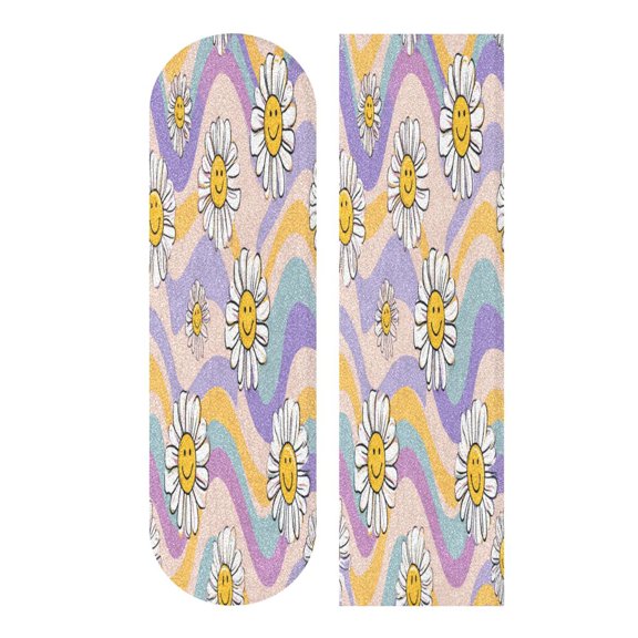 44" x 10" PVC Anti-Slip Pad Skateboard Anti-Slip Pad with High-Density Sand Grain Surface Smiley Faces