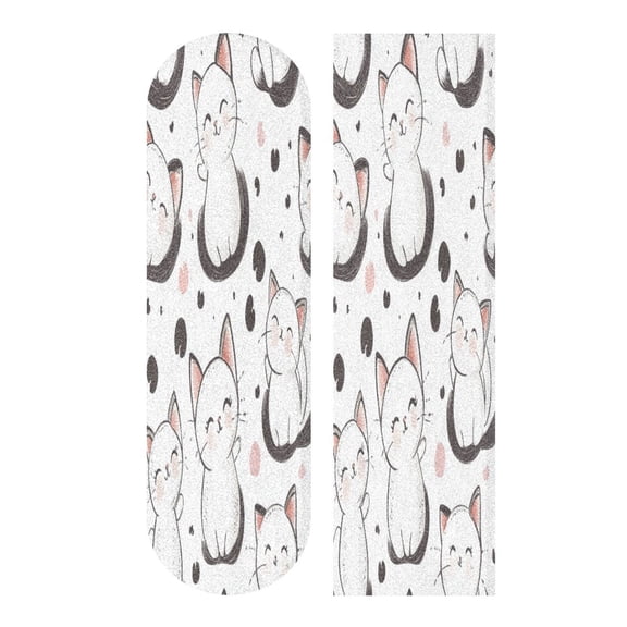 44" x 10" Skateboard Grip Tape Diamond Grit Surface, Heavy-Duty PVC Backing Non Slip Ease to Apply Cartoon Cat