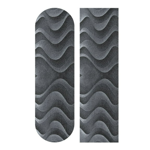 44" x 10" Skateboard Grip Tape Diamond Grit Surface, Heavy-Duty PVC Backing Non Slip Ease to Apply Dark Gray Wave Pattern