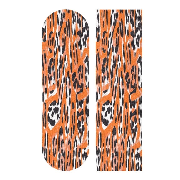 44" x 10" Skateboard Grip Tape Diamond Grit Surface, Heavy-Duty PVC Backing Non Slip Ease to Apply Orange Leopard Print