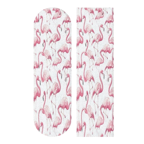 44" x 10" Skateboard Grip Tape Diamond Grit Surface, Heavy-Duty PVC Backing Non Slip Ease to Apply Pink Flamingos Pattern