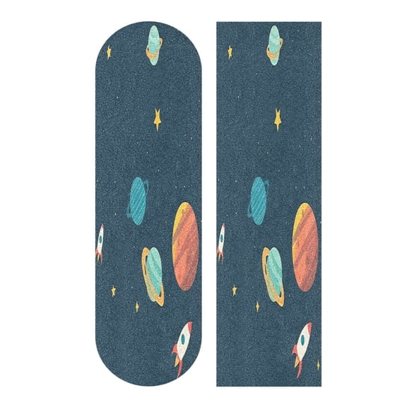 44" x 10" Skateboard Grip Tape Diamond Grit Surface, Heavy-Duty PVC Backing Non Slip Ease to Apply Space Planets and Stars