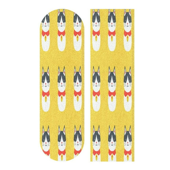 44" x 10" Skateboard Grip Tape Diamond Grit Surface, Heavy-Duty PVC Backing Non Slip Ease to Apply White-faced Cats