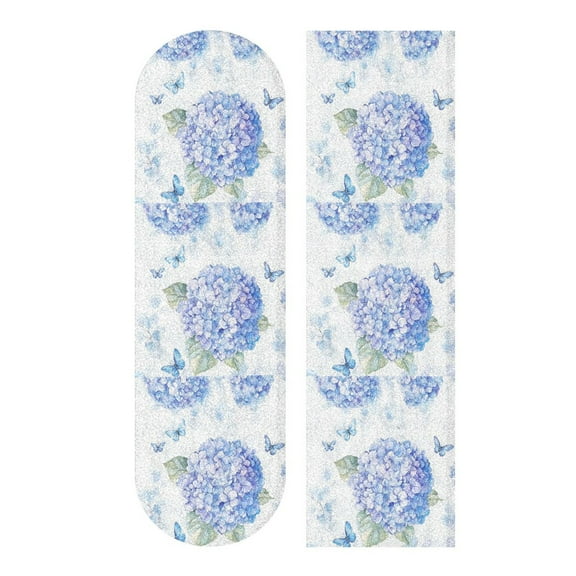 44" x 10" Tape Skateboard Scooter Grip Tape Skateboard Griptape Sheet Blue Hydrangea Pattern