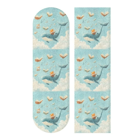 44" x 10" Tape Skateboard Scooter Grip Tape Skateboard Griptape Sheet Fox and Whale Carrying Books