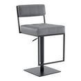 thumbnail image 1 of 44 x 17 x 22 in. Gray Faux Leather & Iron Swivel Adjustable Height Bar Chair, 1 of 1