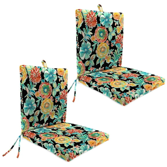 44" x 21" Rectangular Outdoor Chair Cushion with Ties and Hanger Loop (2 Pack)