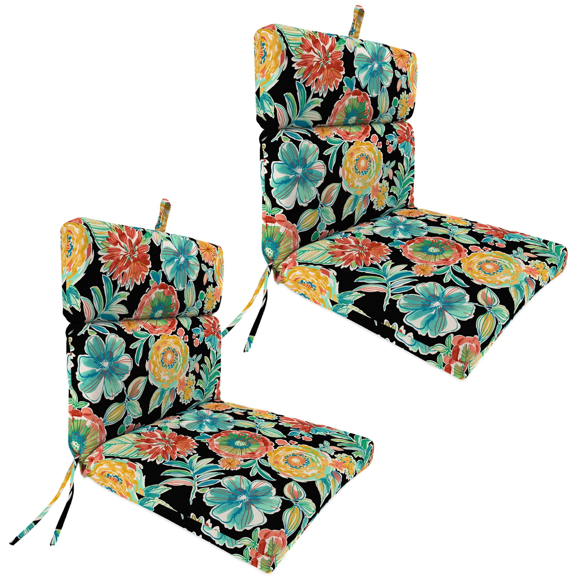 44" x 22" Rectangular Outdoor Chair Cushion with Ties and Hanger Loop (2 Pack)