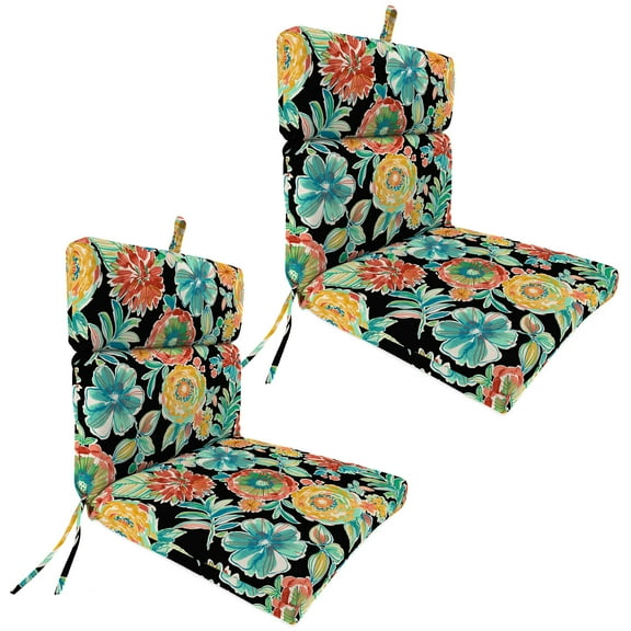 44" x 22" Rectangular Outdoor Chair Cushion with Ties and Hanger Loop (2 Pack)