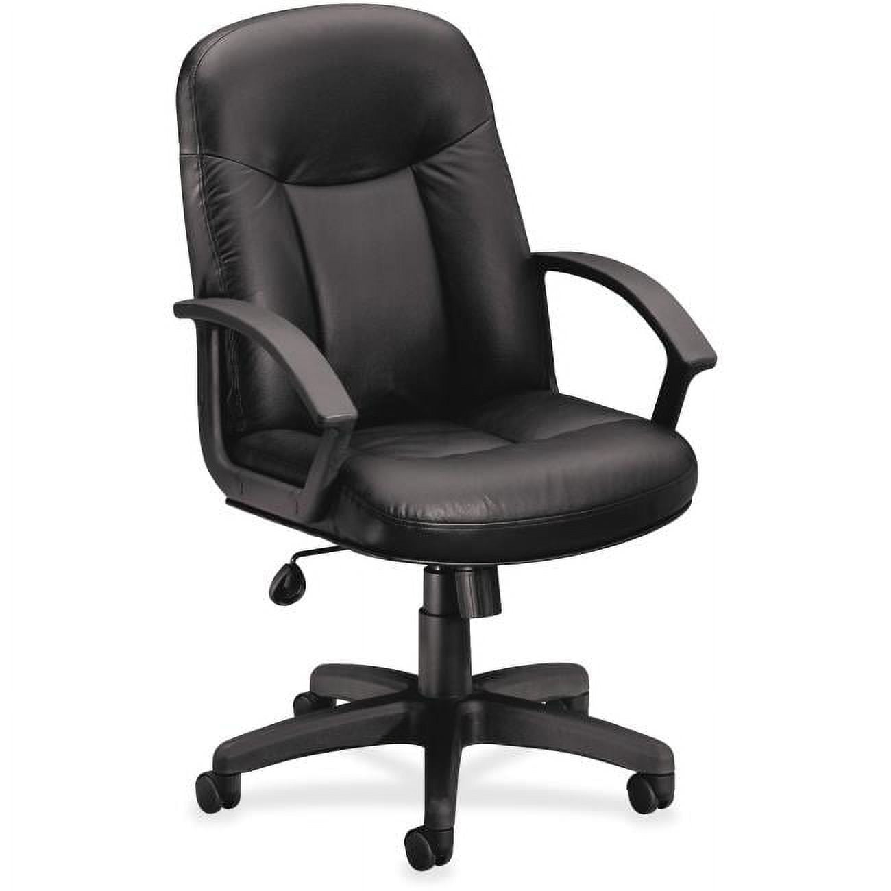 Elite Executive High-Back Black Leather Swivel Chair with Metal Base