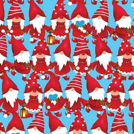 44 x 36 Chillin with my Gnomies on Sky Blue Benartex 100% Cotton Christmas